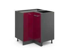 Vicco Eckunterschrank R-Line Bordeaux Hochglanz/Anthrazit 76 cm ohne Arbeitsplatte
