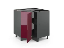 Vicco Eckunterschrank R-Line Bordeaux Hochglanz/Anthrazit 76 cm ohne Arbeitsplatte