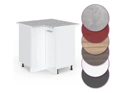 Vicco Eckunterschrank R-Line Küchen Eckschrank Hochglanz/ 76 cm AP Marmor