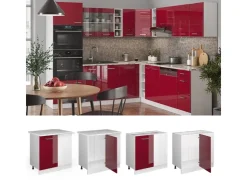 Vicco Eckunterschrank R-Line Bordeaux Hochglanz/Weiß 86 cm ohne Arbeitsplatte