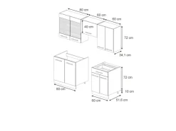 Vicco Fame-Line Küchenschränke Hochglanz/Anthrazit 200 cm AP Eiche ohne E-Geräte