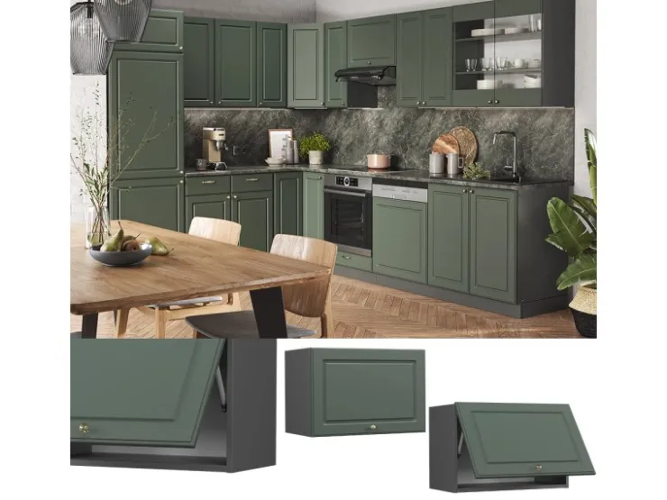 Vicco Hängeschrank Fame-Line Grün-Gold Landhaus/Anthrazit 60 cm Flach* Schränke