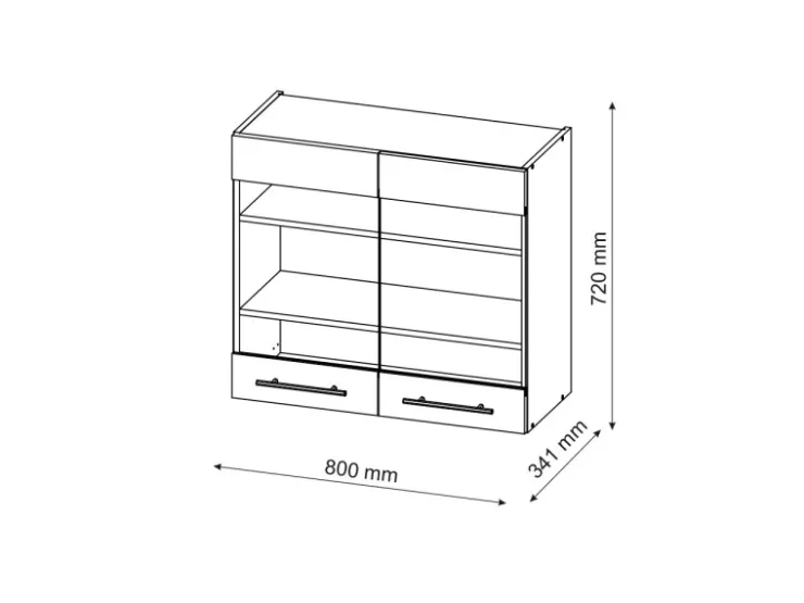 Vicco Küchenglasschrank Fame-Line Glashängeschrank Landhaus/Anthrazit 80 cm