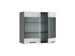 Vicco Küchenglasschrank Fame-Line Glashängeschrank Landhaus/Anthrazit 80 cm