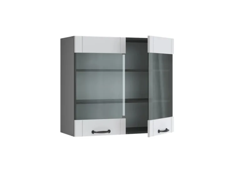 Vicco Küchenglasschrank Fame-Line Glashängeschrank Landhaus/Anthrazit 80 cm