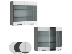 Vicco Küchenglasschrank Fame-Line Glashängeschrank Landhaus/Anthrazit 80 cm