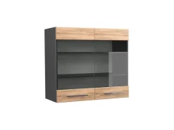 Vicco Küchenglasschrank Fame-Line Glashängeschrank Goldkraft /Anthrazit 80 cm* Vitrinen