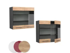 Vicco Küchenglasschrank Fame-Line Glashängeschrank Goldkraft /Anthrazit 80 cm* Vitrinen