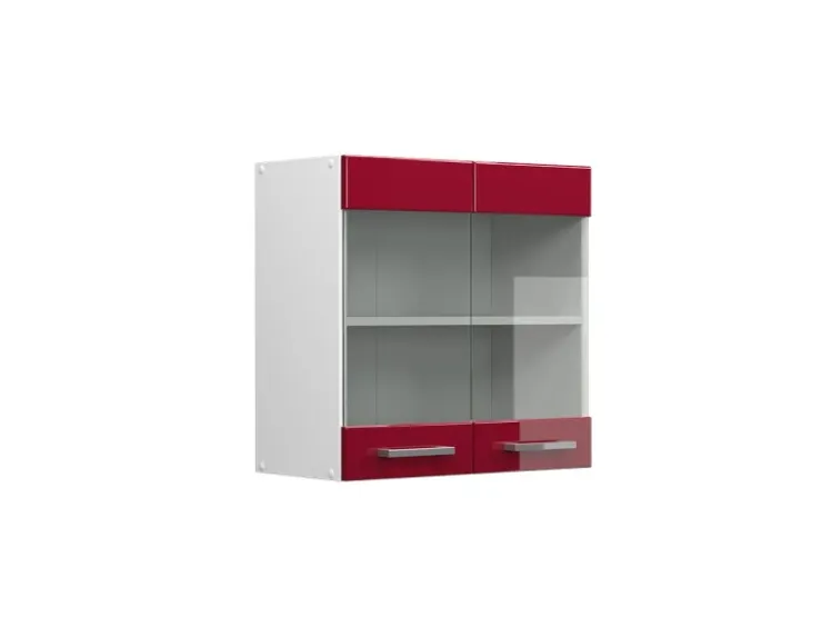 Vicco Küchenglasschrank R-Line Glashängeschrank Bordeaux Hochglanz/Weiß 60 cm* Vitrinen