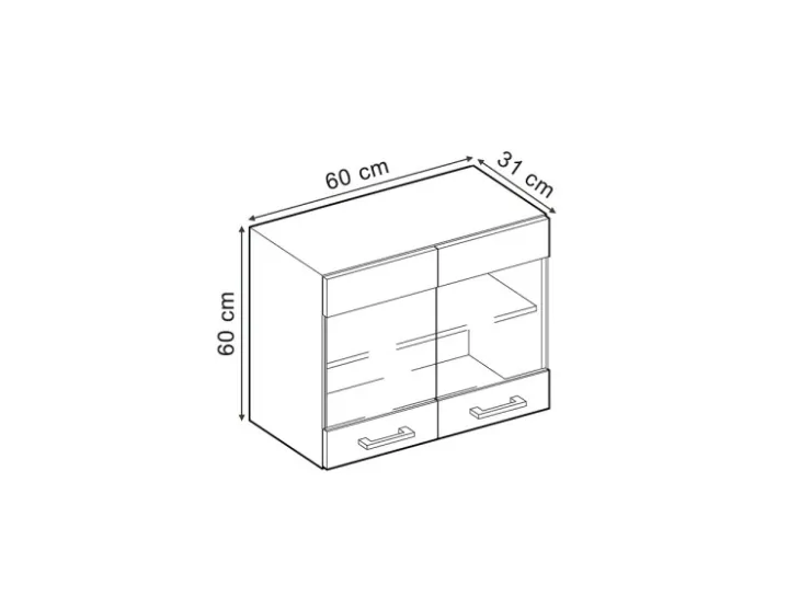 Vicco Küchenglasschrank R-Line Glashängeschrank Bordeaux Hochglanz/Weiß 60 cm* Vitrinen