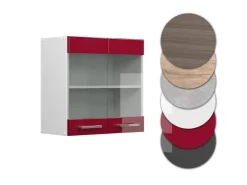 Vicco Küchenglasschrank R-Line Glashängeschrank Bordeaux Hochglanz/Weiß 60 cm* Vitrinen