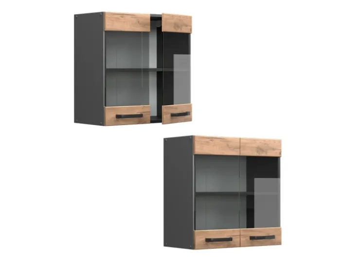 Vicco Küchenglasschrank R-Line Glashängeschrank Goldkraft /Anthrazit 60 cm