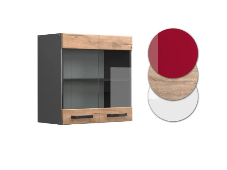 Vicco Küchenglasschrank R-Line Glashängeschrank Goldkraft /Anthrazit 60 cm