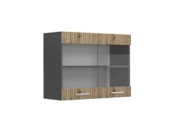 Vicco Küchenglasschrank R-Line Glashängeschrank Artisan-Eiche/Anthrazit 80 cm