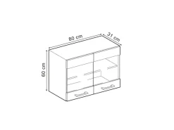 Vicco Küchenglasschrank R-Line Glashängeschrank Artisan-Eiche/Anthrazit 80 cm