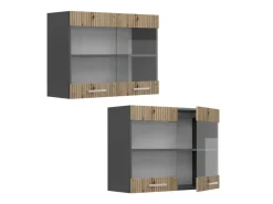 Vicco Küchenglasschrank R-Line Glashängeschrank Artisan-Eiche/Anthrazit 80 cm