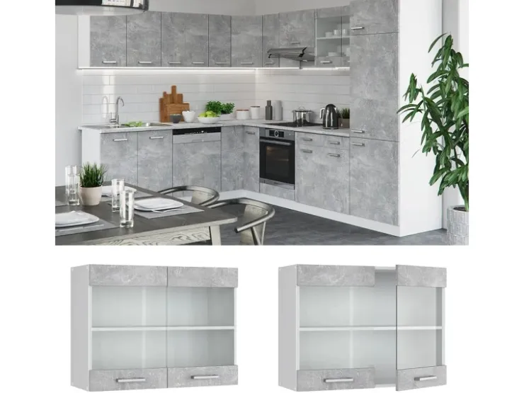 Vicco Küchenglasschrank R-Line Glashängeschrank /Weiß 80 cm