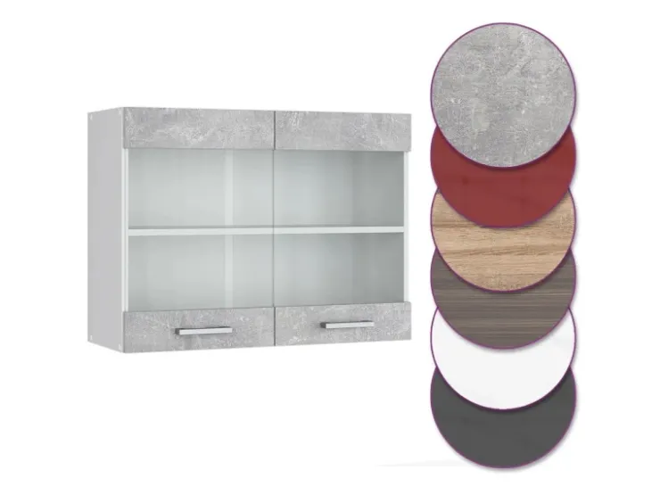 Vicco Küchenglasschrank R-Line Glashängeschrank /Weiß 80 cm