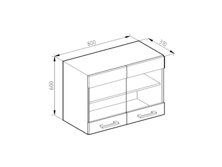 Vicco Küchenglasschrank R-Line Glashängeschrank Hochglanz/ 80 cm