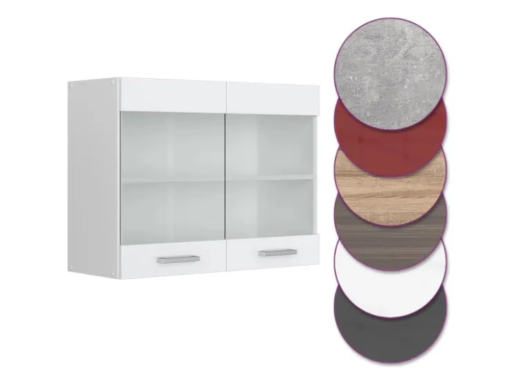 Vicco Küchenglasschrank R-Line Glashängeschrank Hochglanz/ 80 cm