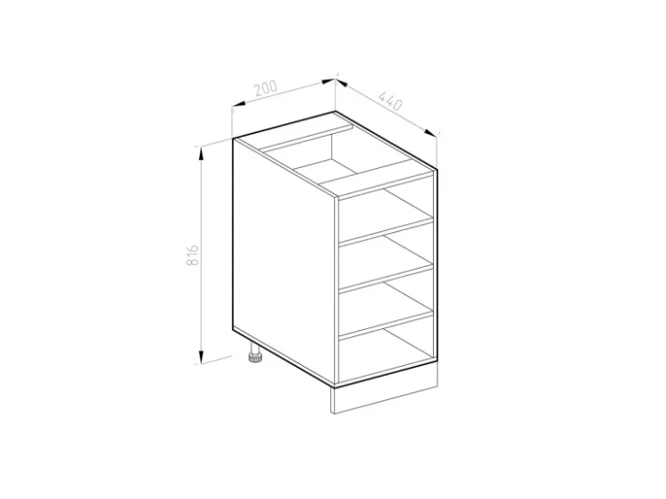 Vicco Küchenregal R-Line Offener Küchenschrank Goldkraft 20 cm ohne Arbeitsplatte