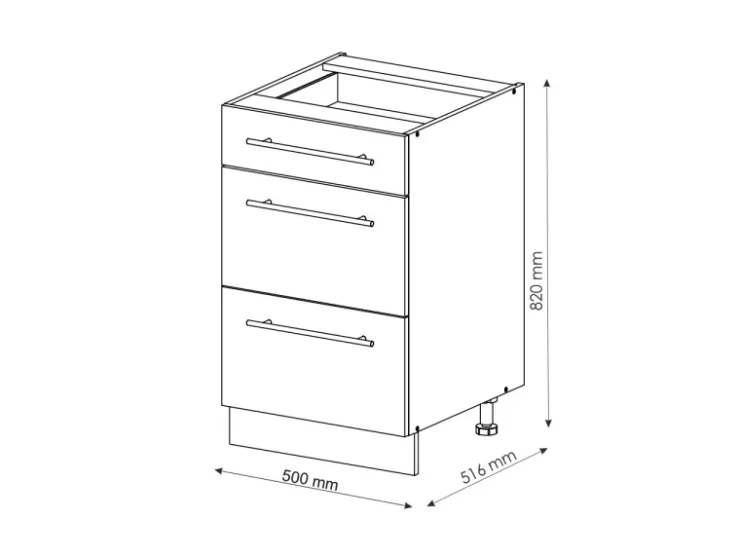 Vicco Küchenunterschrank Fame-Line Hochglanz/ 50 cm ohne Arbeitsplatte