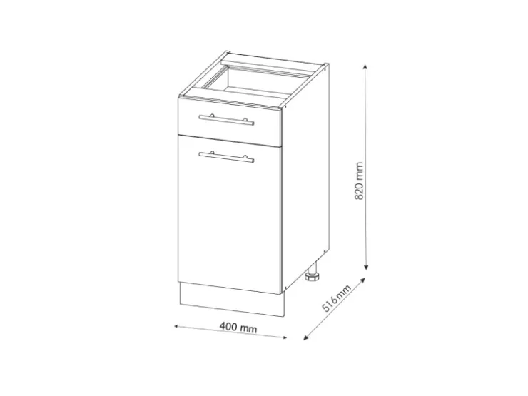 Vicco Küchenunterschrank Fame-Line Hochglanz/ 40 cm ohne Arbeitsplatte* Schränke