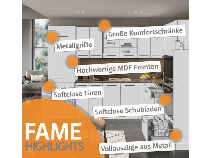 Vicco Küchenunterschrank Fame-Line Hochglanz/ 40 cm ohne Arbeitsplatte* Schränke