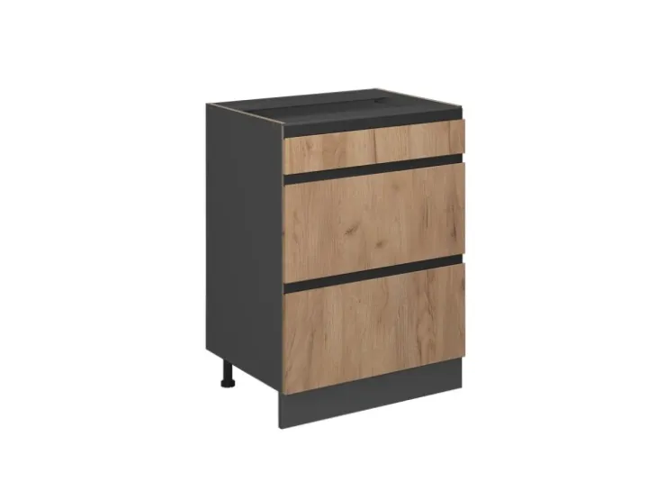 Vicco Küchenunterschrank R-Line Goldkraft /Anthrazit 60 cm J-Shape mit Schubladen ohne Arbeitsplatte* Schränke