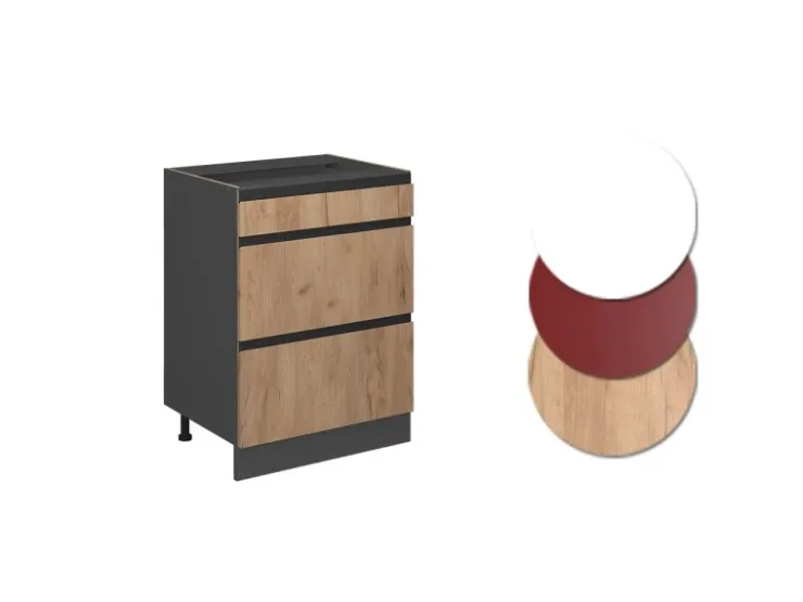 Vicco Küchenunterschrank R-Line Goldkraft /Anthrazit 60 cm J-Shape mit Schubladen ohne Arbeitsplatte* Schränke