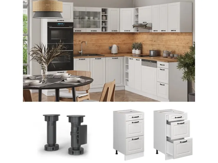 Vicco Küchenunterschrank R-Line Landhaus/ 40 cm mit Schubladen ohne Arbeitsplatte* Schränke