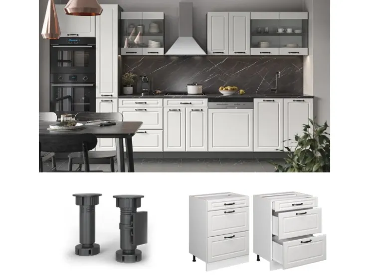 Vicco Küchenunterschrank R-Line Landhaus/ 60 cm mit Schubladen ohne Arbeitsplatte* Schränke