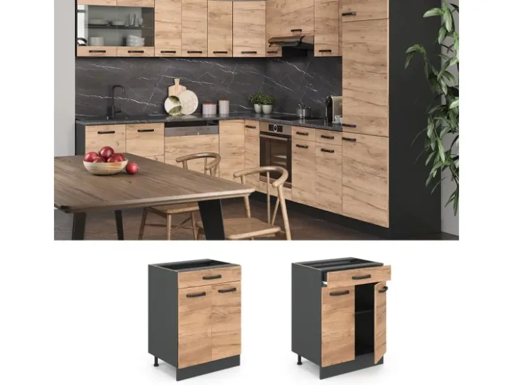 Vicco Küchenunterschrank R-Line Goldkraft 60 cm mit Schublade ohne Arbeitsplatte* Schränke
