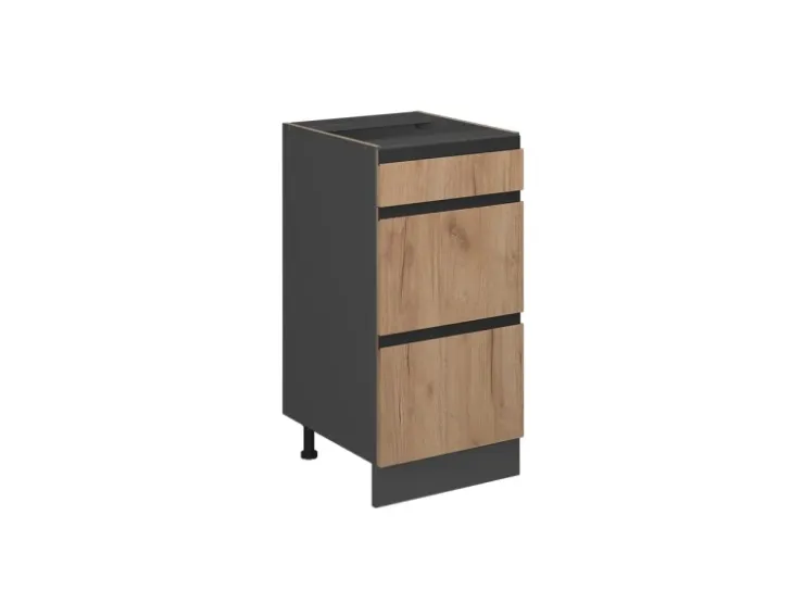 Vicco Küchenunterschrank R-Line Goldkraft /Anthrazit 40 cm J-Shape mit Schubladen ohne Arbeitsplatte