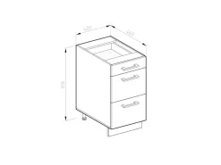 Vicco Küchenunterschrank R-Line Goldkraft /Anthrazit 40 cm J-Shape mit Schubladen ohne Arbeitsplatte