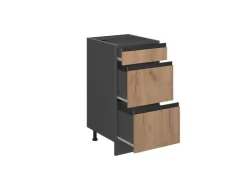 Vicco Küchenunterschrank R-Line Goldkraft /Anthrazit 40 cm J-Shape mit Schubladen ohne Arbeitsplatte