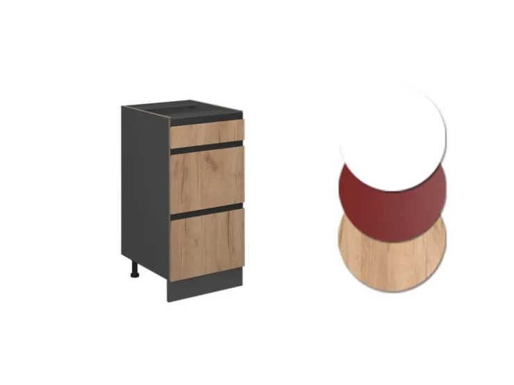 Vicco Küchenunterschrank R-Line Goldkraft /Anthrazit 40 cm J-Shape mit Schubladen ohne Arbeitsplatte
