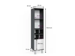Vicco Midischrank Fynn Hochglanz/Anthrazit 30 x 131 cm Kleine Tür* Möbelserien