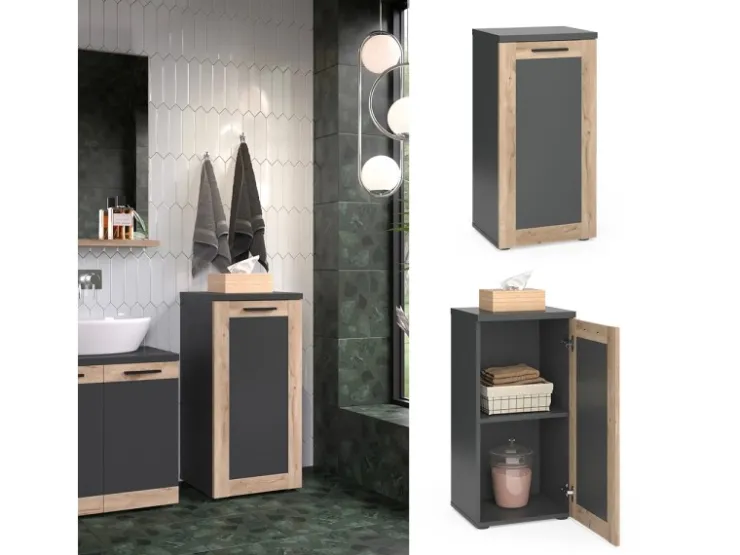 Vicco Midischrank Niko Anthrazit/Viking Oak 40 x 82 cm* Kommode