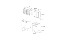 Vicco R-Line Küchenzeile Bordeaux Hochglanz/Weiß 200 cm ohne Arbeitsplatte ohne E-Geräte* Vitrinen