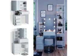 Vicco Schminktisch Conrada 36 cm mit LED Beleuchtung und Hocker* Hocker