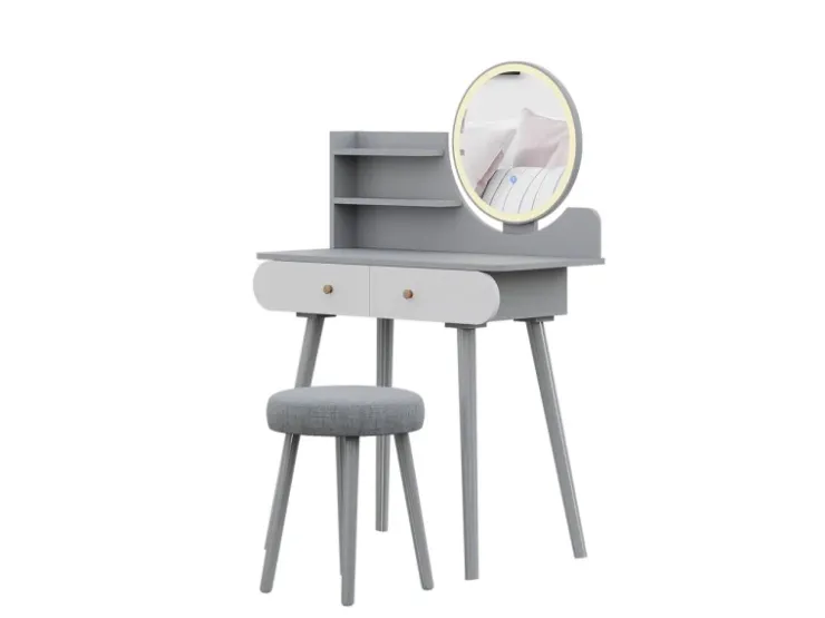 Vicco Schminktisch Edda 80 cm mit LED Beleuchtung und Hocker