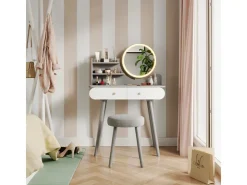 Vicco Schminktisch Edda 80 cm mit LED Beleuchtung und Hocker