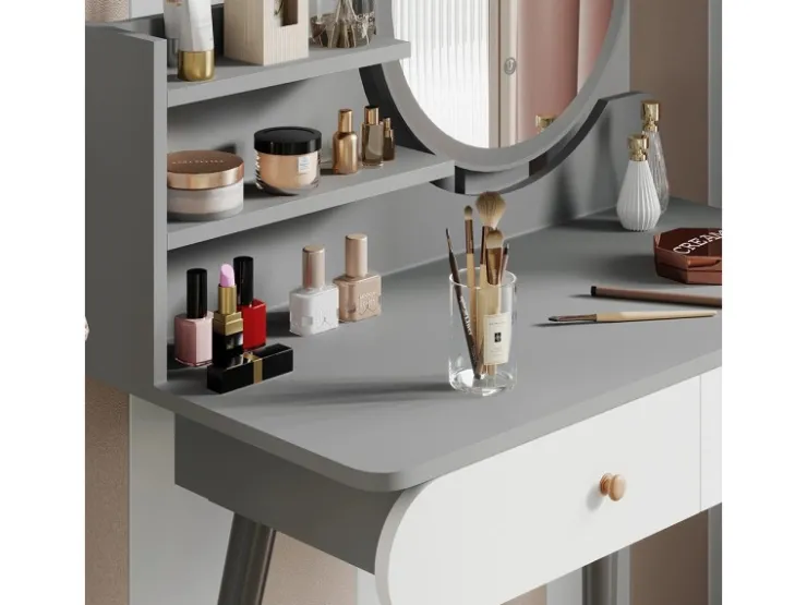 Vicco Schminktisch Edda 80 cm mit LED Beleuchtung und Hocker