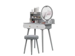 Vicco Schminktisch Edda 80 cm mit LED Beleuchtung und Hocker