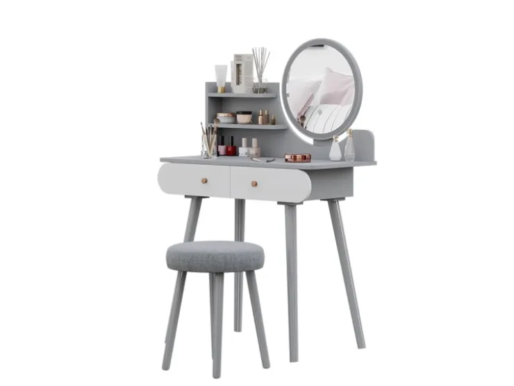 Vicco Schminktisch Edda 80 cm mit LED Beleuchtung und Hocker