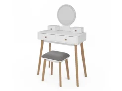 Vicco Schminktisch Finya Weiß 80 cm mit LED Spiegel und Hocker* Hocker