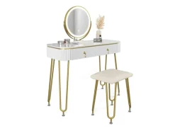 Vicco Schminktisch Grace Hochglanz 100 cm mit LED Beleuchtung und Hocker* Hocker