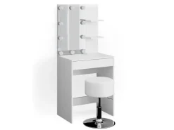 Vicco Schminktisch Isabelle Weiß 60 cm mit LED Beleuchtung und Hocker