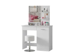 Vicco Schminktisch Julia Weiß 90 cm mit LED-Spiegel QI-Ladegerät und Hocker